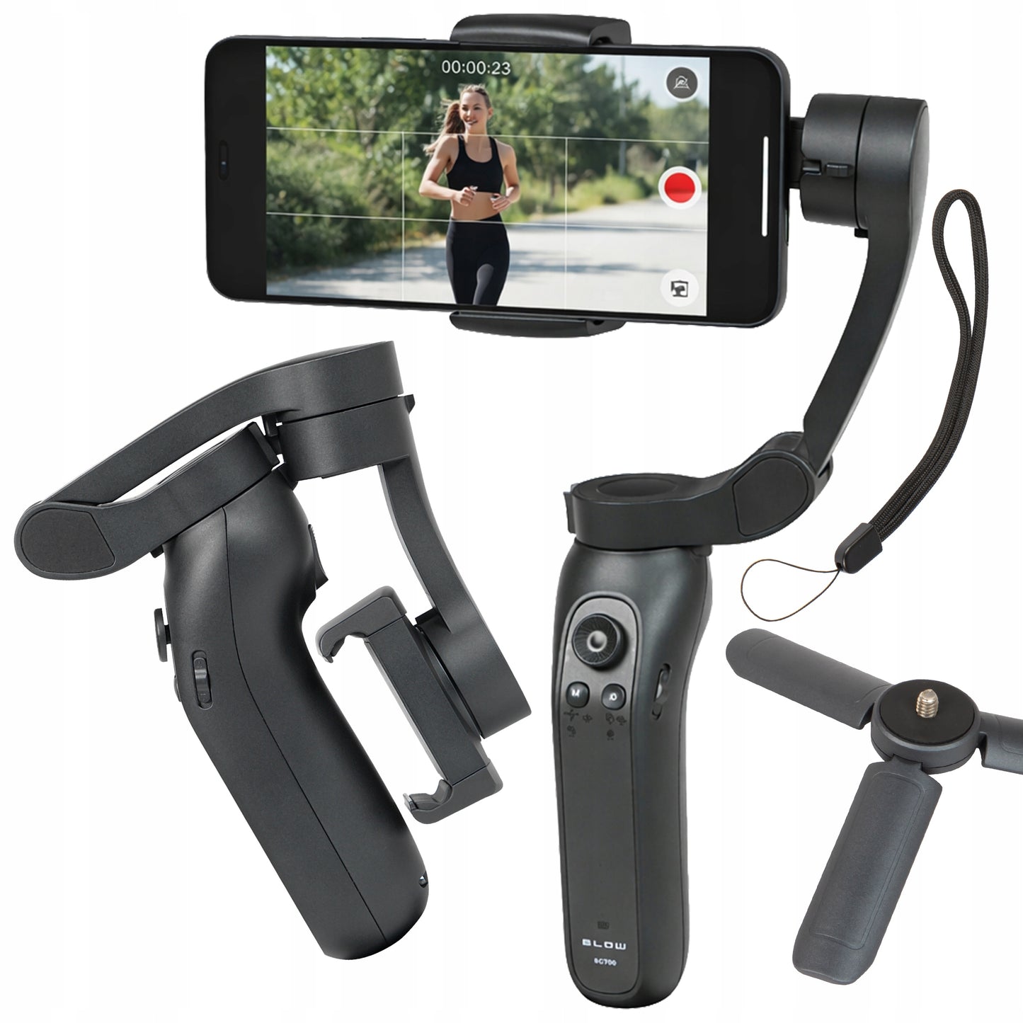 Gimbal stabilizatorius telefonui sulankstomas 3 ašių iOS Android