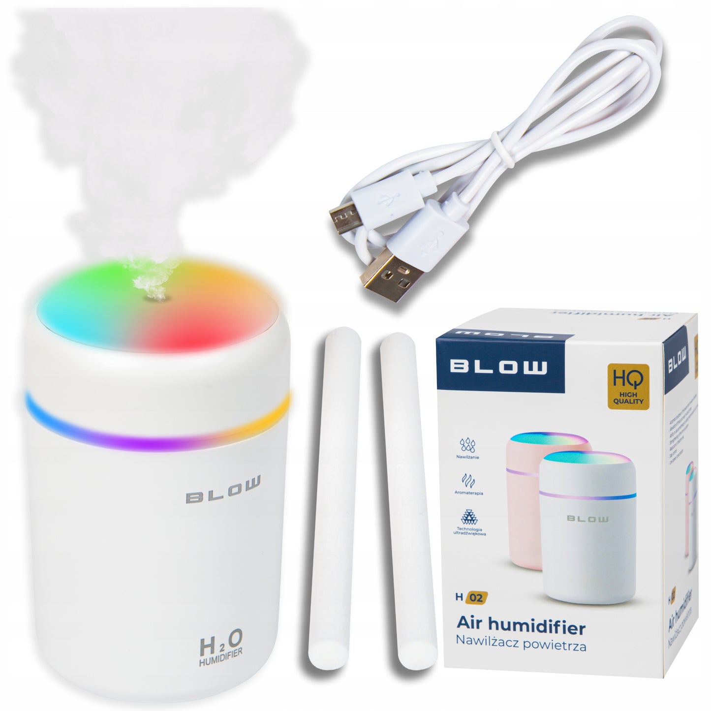 Mini oro drėkintuvas su nakties lempute RGB 219ml