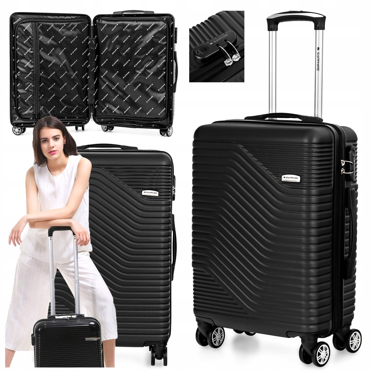 Lagaminas kabininis ABS Sapphire Duo L pilkas