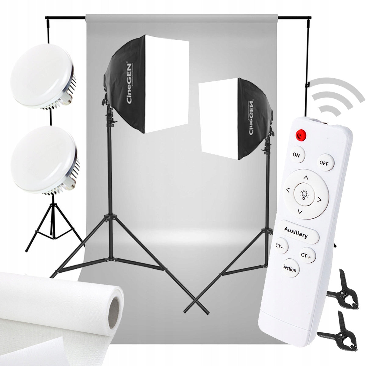 LED softbox rinkinys 2x 40x40 300W nuotraukoms su valdymo pultu