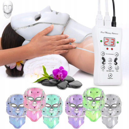 LED kaukė veidui ir kaklui QSKY – 7 spalvų šviesos terapija, liftingas ir odos atjauninimas