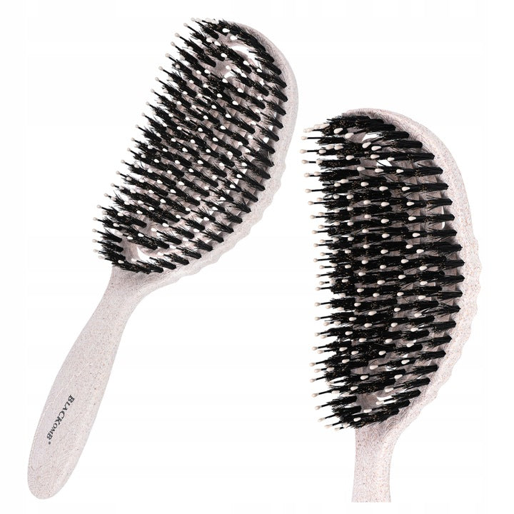 Plaukų šepetys su šerno šeriais, profiliuotas iššukavimui ir masažui