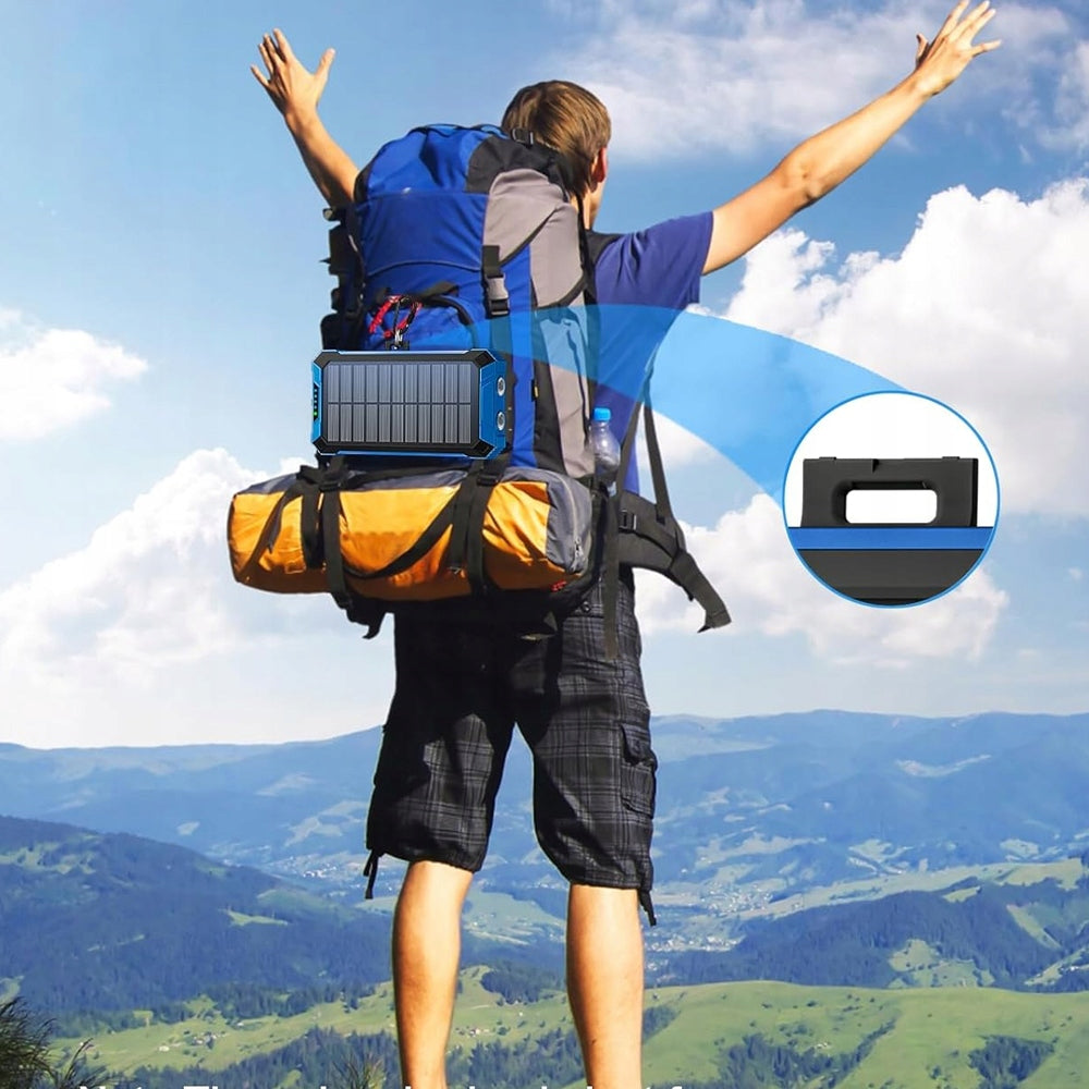 Solar powerbank wireless 26800 mAh 4 kabeliai LED žibintuvėlis, atsparus vandeniui