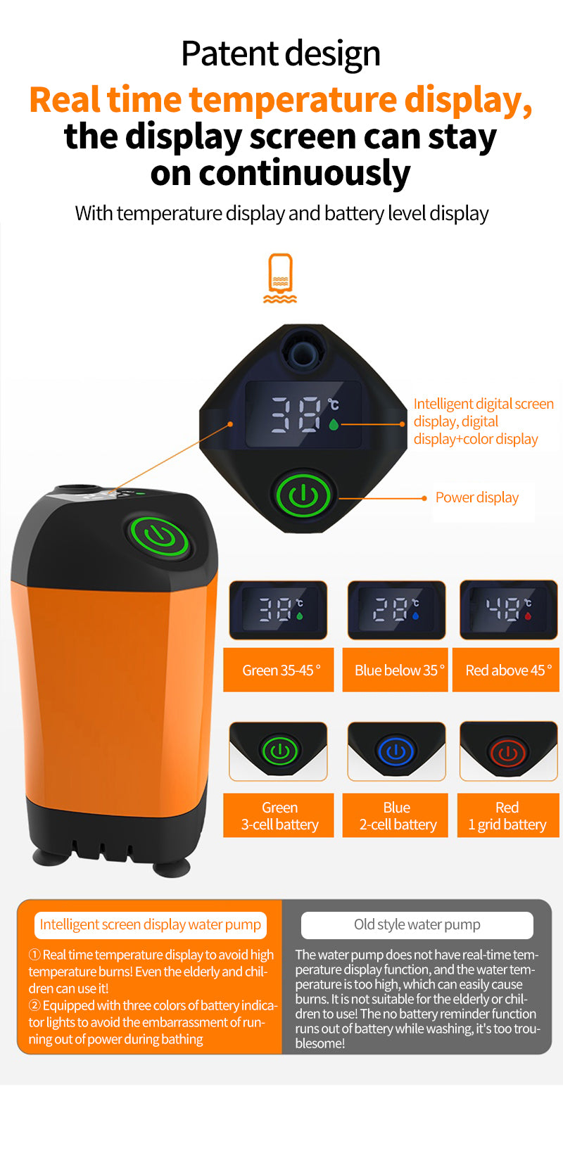 Nešiojamas elektrinis lauko dušas su IPX7 apsauga