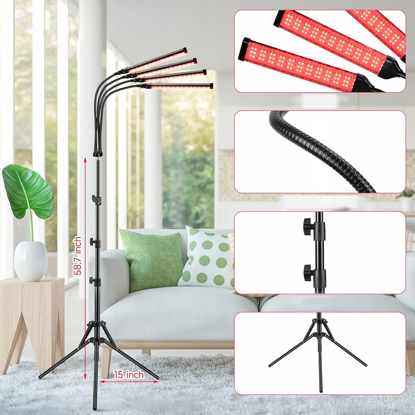 Infraraudonųjų spindulių terapinė LED lempa 180 LED (660nm + 850nm), su trikoju