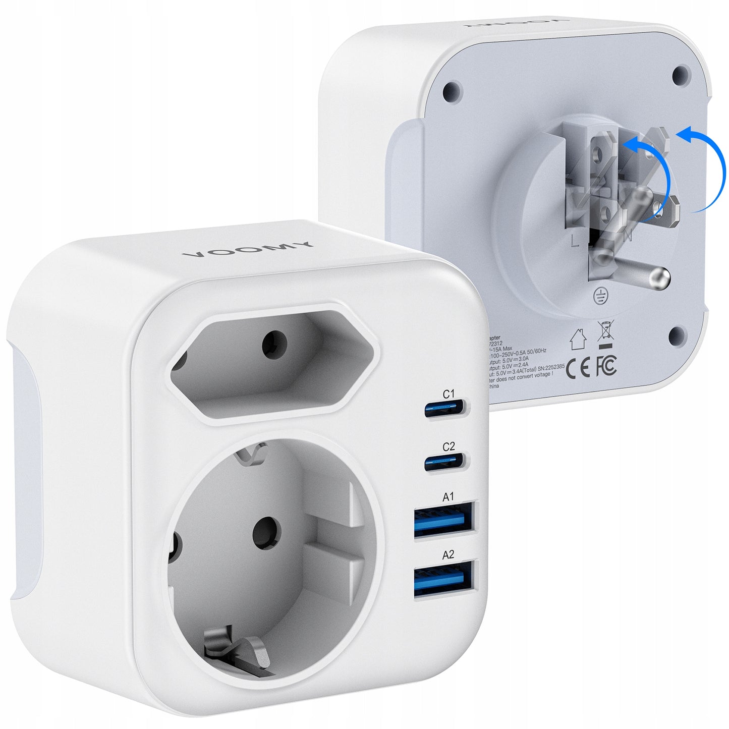 Kelioninis universalus adapteris 4in1 USB 150 šalių