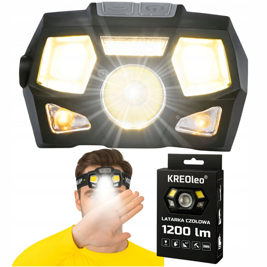 Žibintuvėlis ant galvos LED 300lm žygiams ir kempingui USB