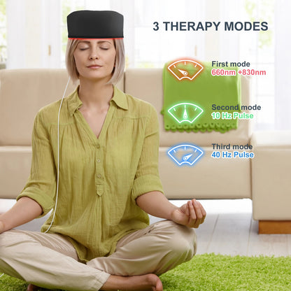 Raudonos šviesos terapijos kepurė plaukų augimui – 120 LED infraraudonųjų spindulių šalmas nuo plaukų slinkimo, galvos odos atpalaidavimui