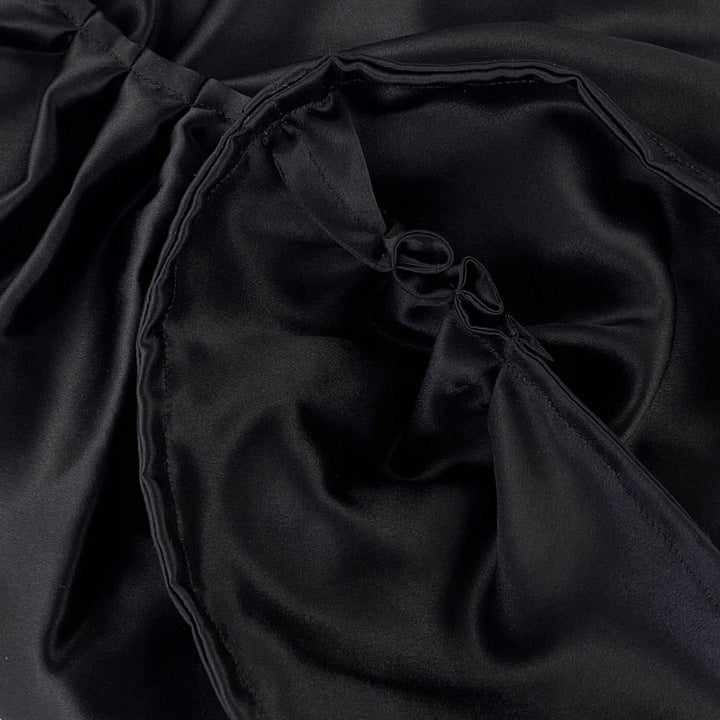 Šilkinė turbaninė plaukų kepuraitė iš 100 % natūralaus šilkmedžio šilko – juoda