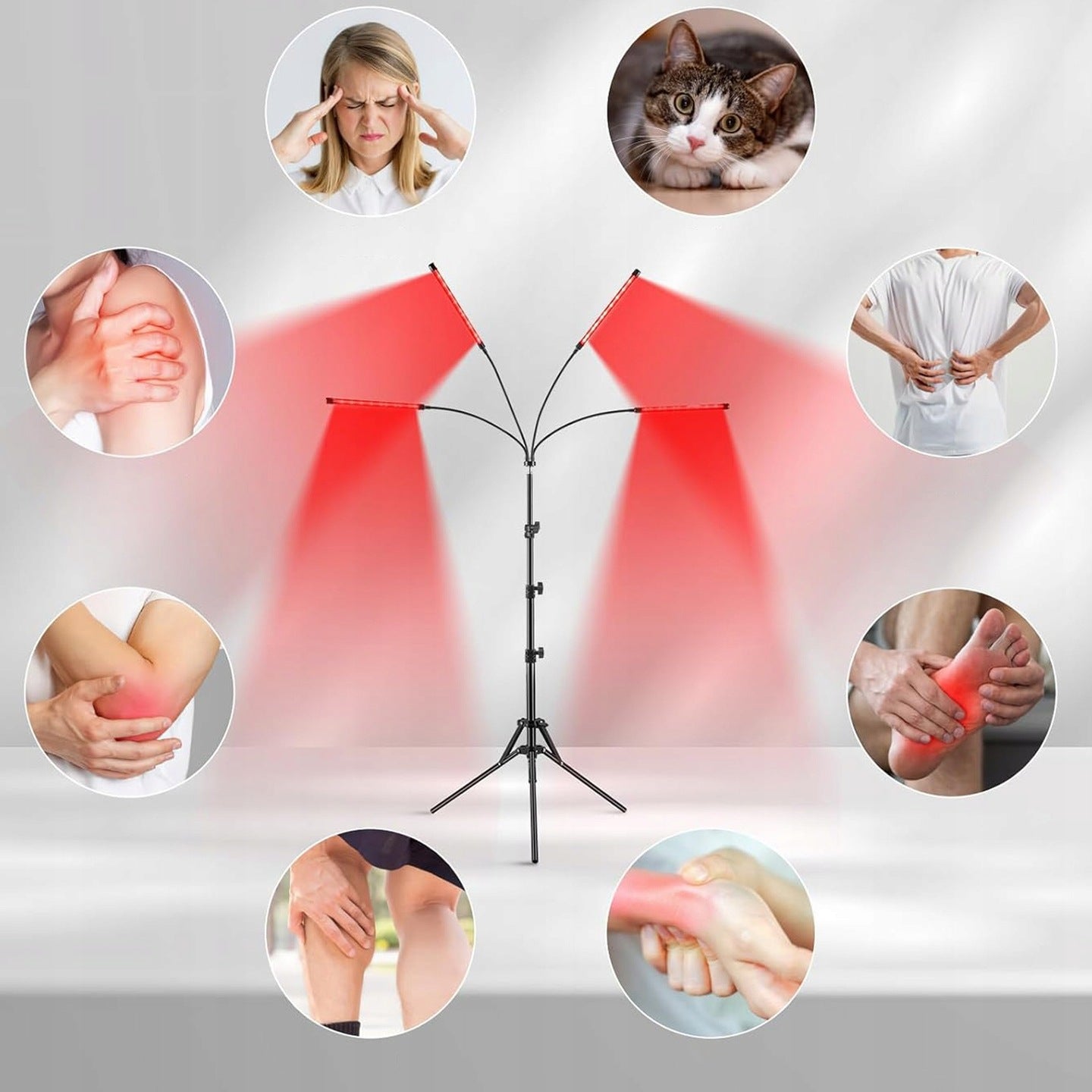 Infraraudonųjų spindulių terapinė LED lempa 180 LED (660nm + 850nm), su trikoju