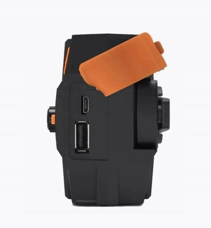 Nešiojama saulės radija su SOS signalu ir žibintuvėliu (4000 mAh)