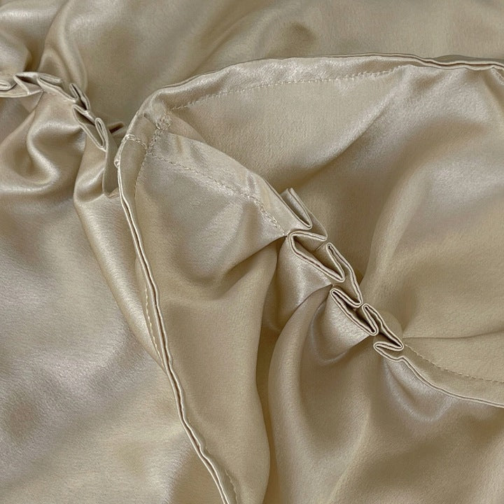 Šilkinė turbaninė plaukų kepuraitė iš 100 % natūralaus šilkmedžio šilko –šampano spalvos