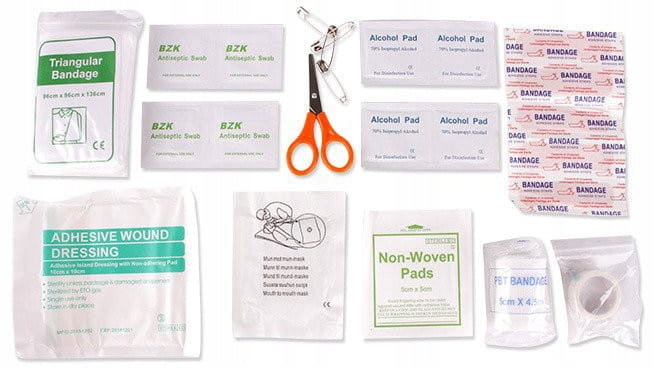 Maža pirmosios pagalbos vaistinėlė Mil-Tec su įranga (alyvuogių spalvos)