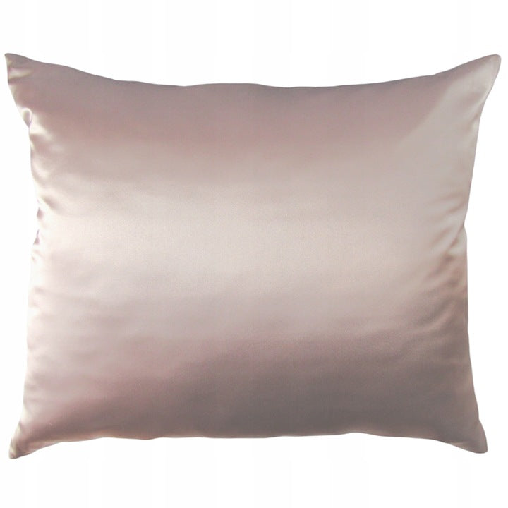 Rinkinys: Šilkinis pagalvės užvalkalas 40x60 su medvilne + šilkinė plaukų gumyte Rausva