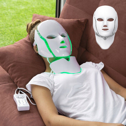 LED kaukė veidui ir kaklui QSKY – 7 spalvų šviesos terapija, liftingas ir odos atjauninimas