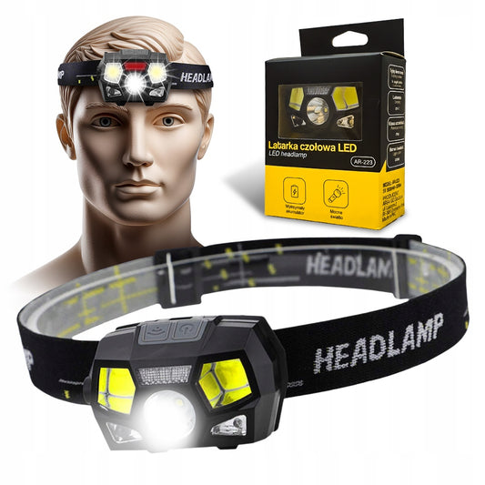 Įkraunamas LED žibintuvėlis ant galvos USB