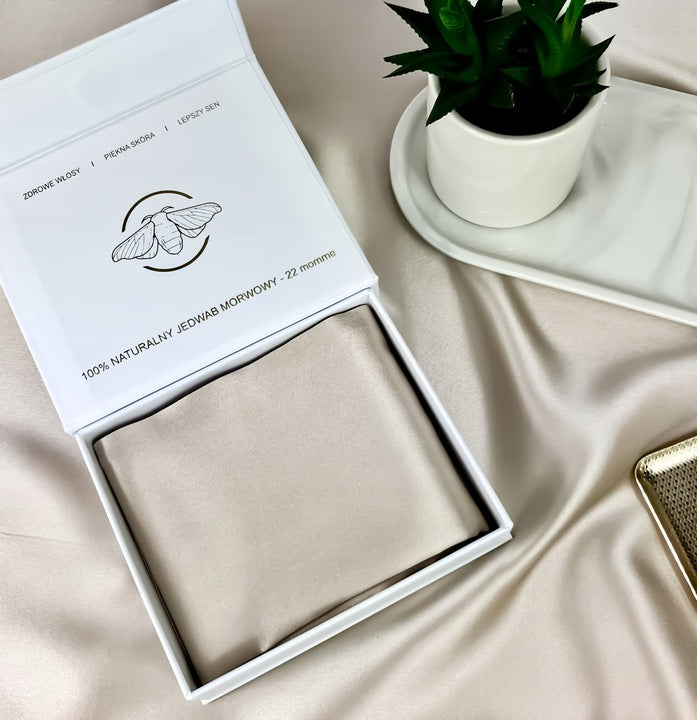 Pagalvės užvalkalas 100% šilkas 50x60 cm – šampano spalvos