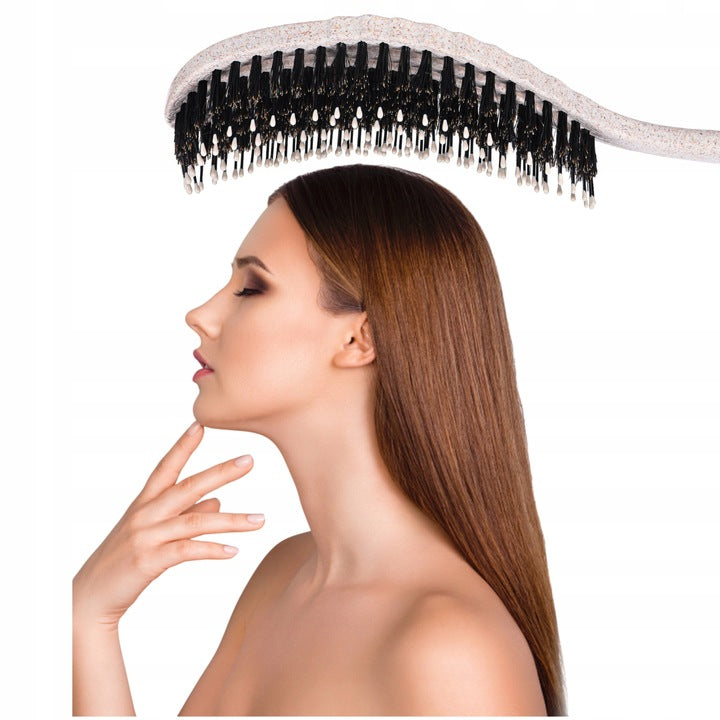 Plaukų šepetys su šerno šeriais, profiliuotas iššukavimui ir masažui