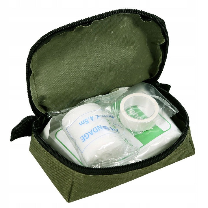 Maža pirmosios pagalbos vaistinėlė Mil-Tec su įranga (alyvuogių spalvos)
