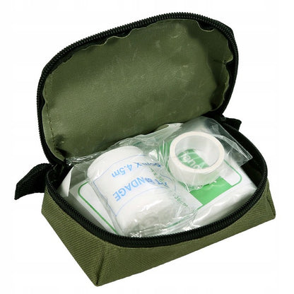Maža pirmosios pagalbos vaistinėlė Mil-Tec su įranga (alyvuogių spalvos)