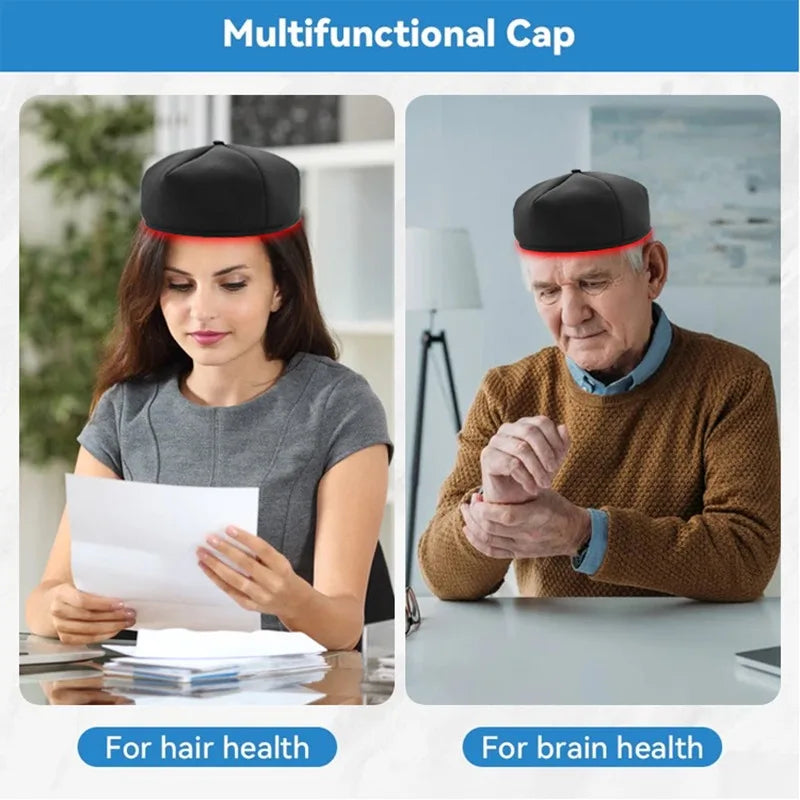 Raudonos šviesos terapijos kepurė plaukų augimui – 120 LED infraraudonųjų spindulių šalmas nuo plaukų slinkimo, galvos odos atpalaidavimui