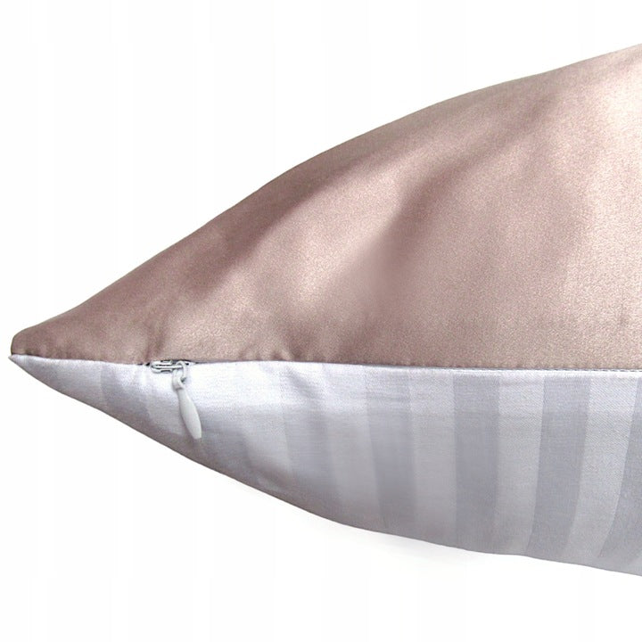 Rinkinys: Šilkinis pagalvės užvalkalas 40x60 su medvilne + šilkinė plaukų gumyte Rausva