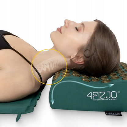 Akupresūrinis kilimėlis su masažiniais dygliais, stimuliuoja kraujotaką, su XL dydžio pagalve