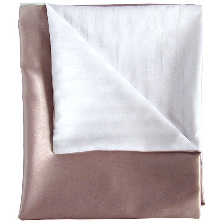 Rinkinys: Šilkinis pagalvės užvalkalas 40x60 su medvilne + šilkinė plaukų gumyte Rausva