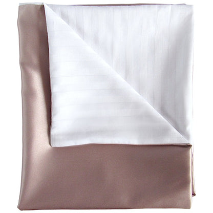 Rinkinys: Šilkinis pagalvės užvalkalas 40x60 su medvilne + šilkinė plaukų gumyte Rausva