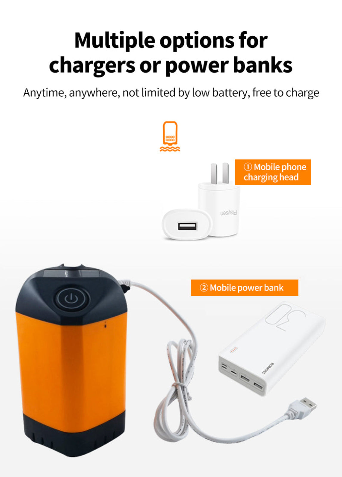 Nešiojamas elektrinis lauko dušas su IPX7 apsauga