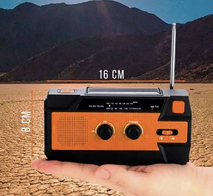 Nešiojama saulės radija su SOS signalu ir žibintuvėliu (4000 mAh)