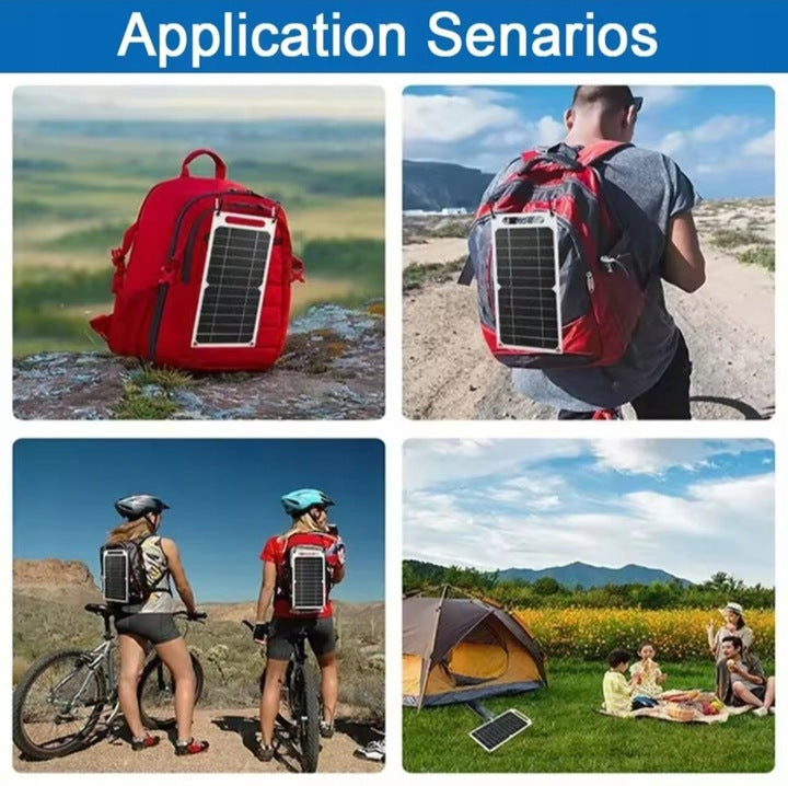 Saulės telefono įkroviklis – 35W fotovoltinė saulės baterija, atspari vandeniui, su USB laidu