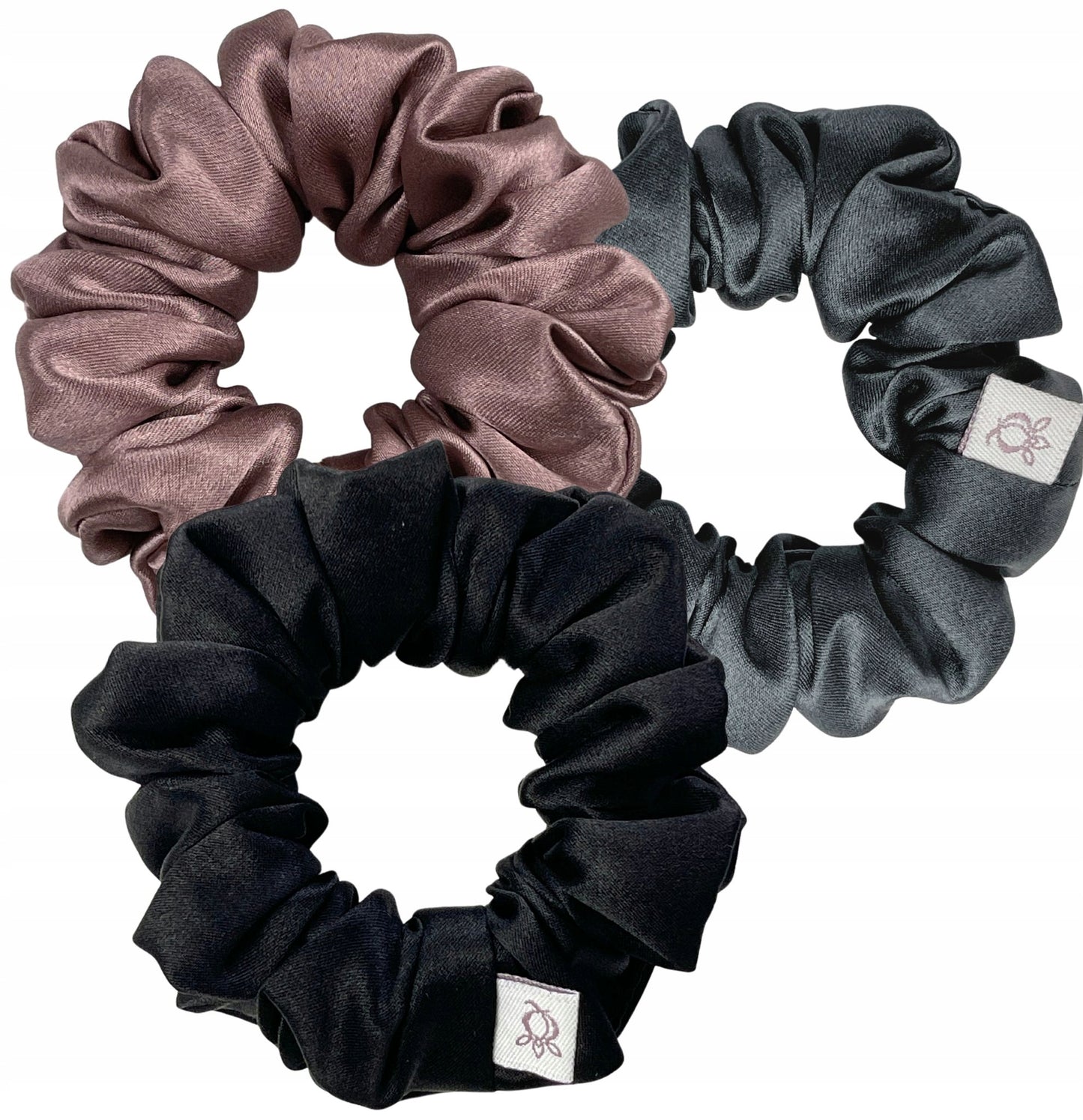 Šilkinės plaukų gumutės 3 dalių, tamsus, Qrown
