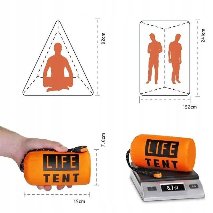 ORANGE Life Tent avarinio išgyvenimo palapinė – ultralengva 2 asmenims 241 × 119 × 79 cm
