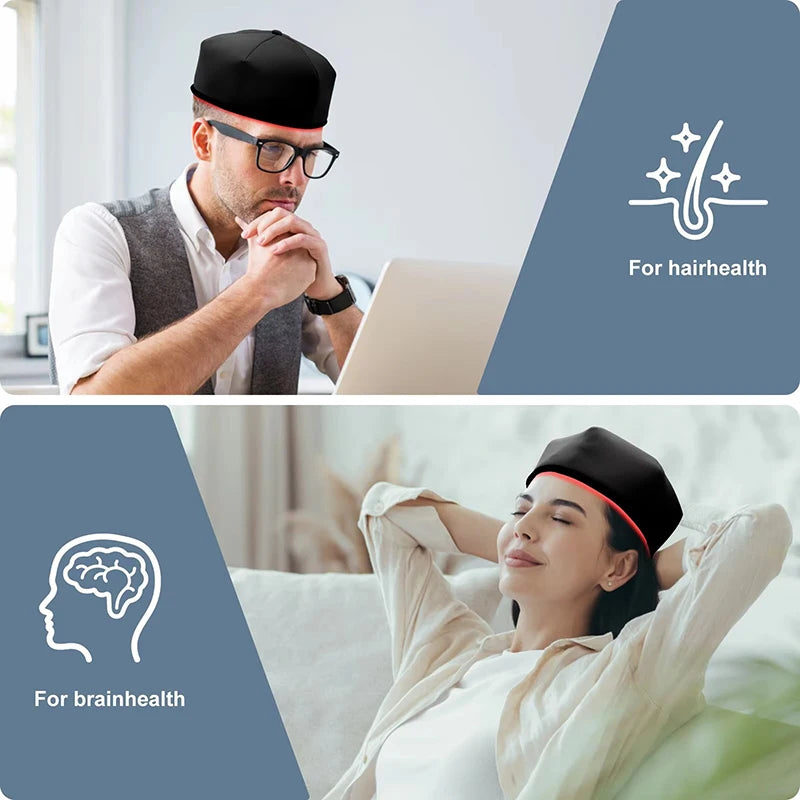 Raudonos šviesos terapijos kepurė plaukų augimui – 120 LED infraraudonųjų spindulių šalmas nuo plaukų slinkimo, galvos odos atpalaidavimui