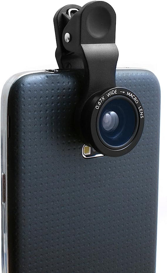 Telefono objektyvas 3in1 rinkinys 0.45x platus kampas makro fisheye