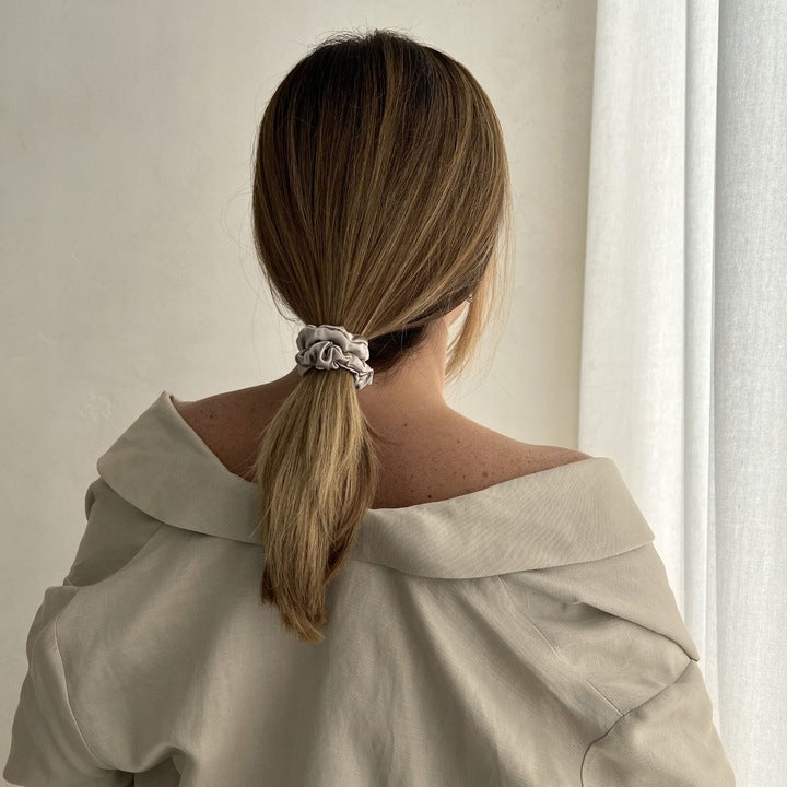 Šilkinės plaukų gumutės 3 dalių, tamsus, Qrown