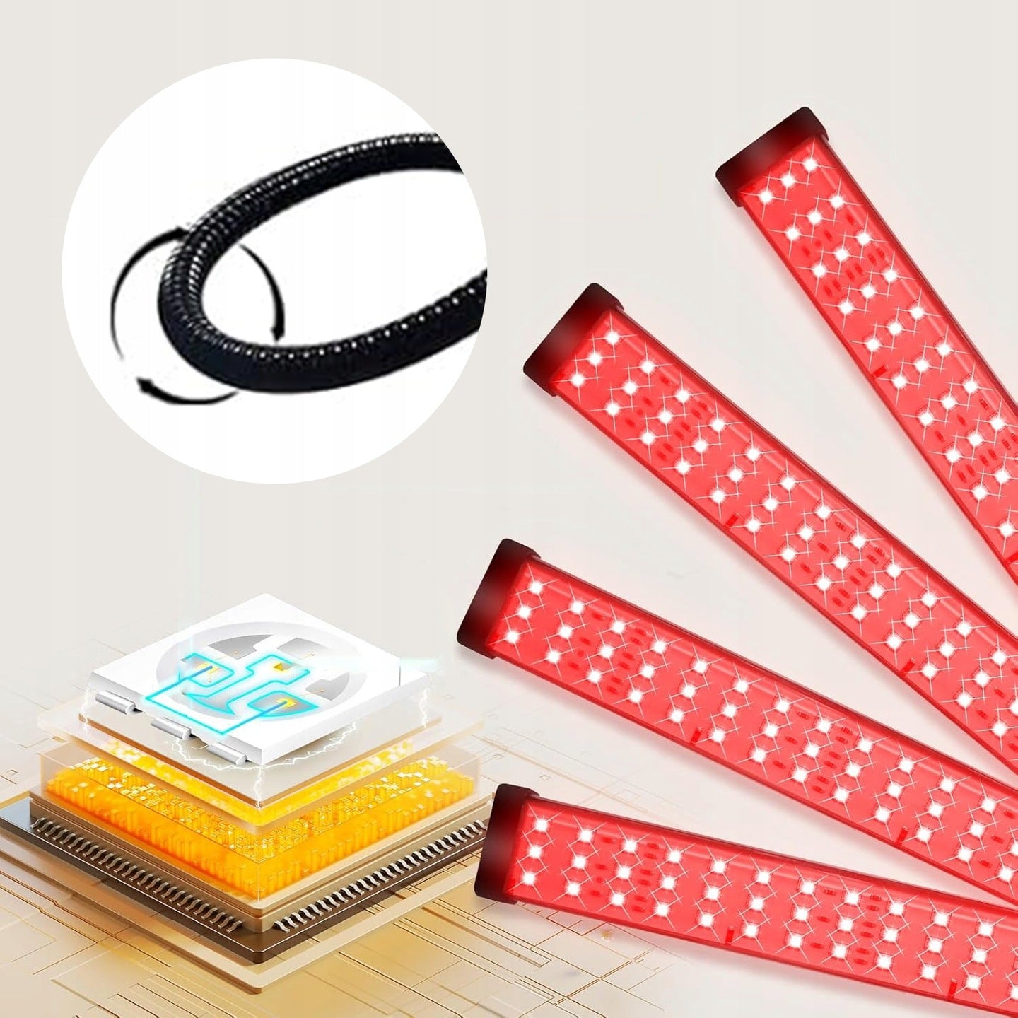 Infraraudonųjų spindulių terapinė LED lempa 180 LED (660nm + 850nm), su trikoju