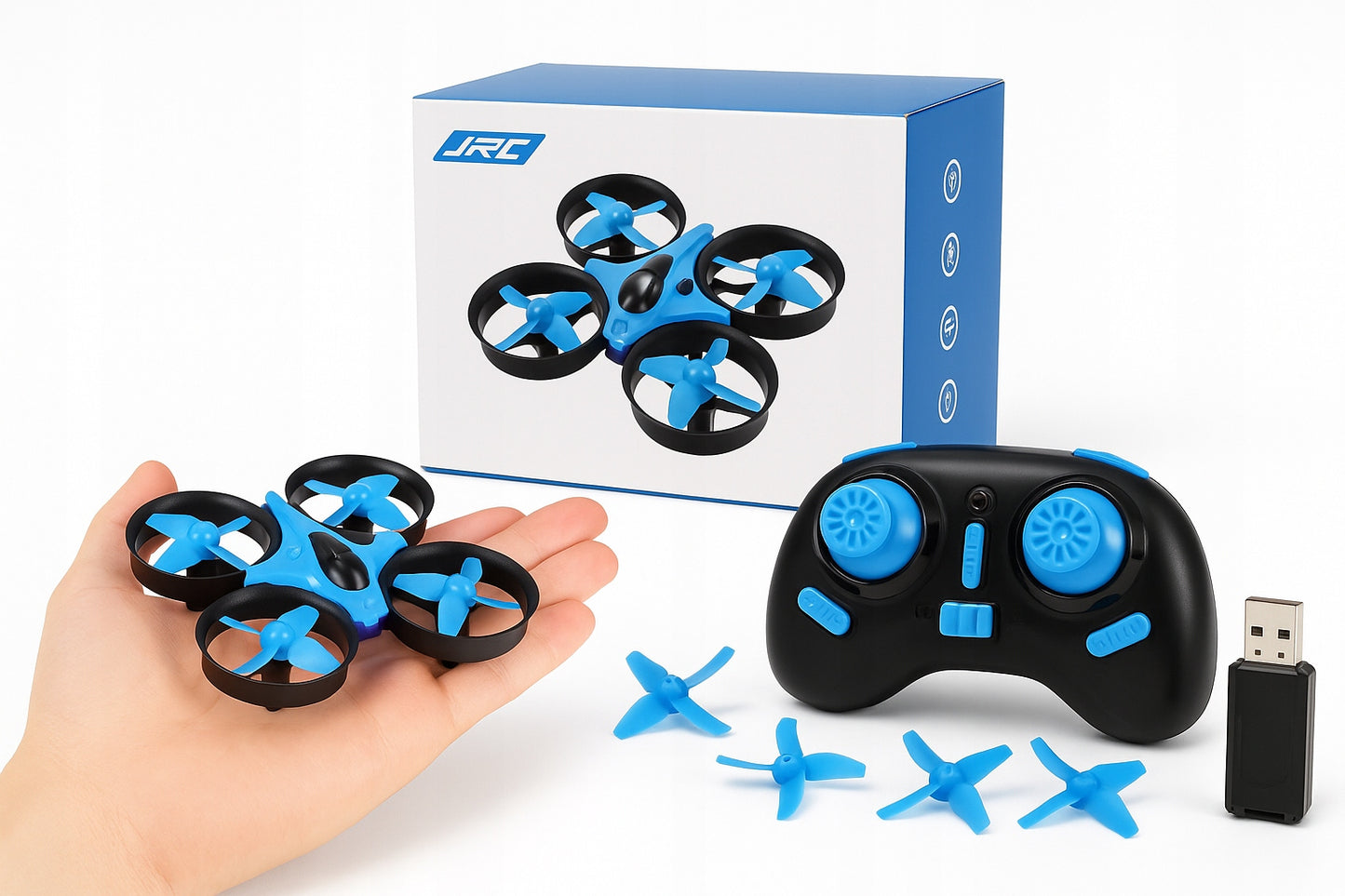 Mėlynas mini dron H36 vaikams su RC valdymu