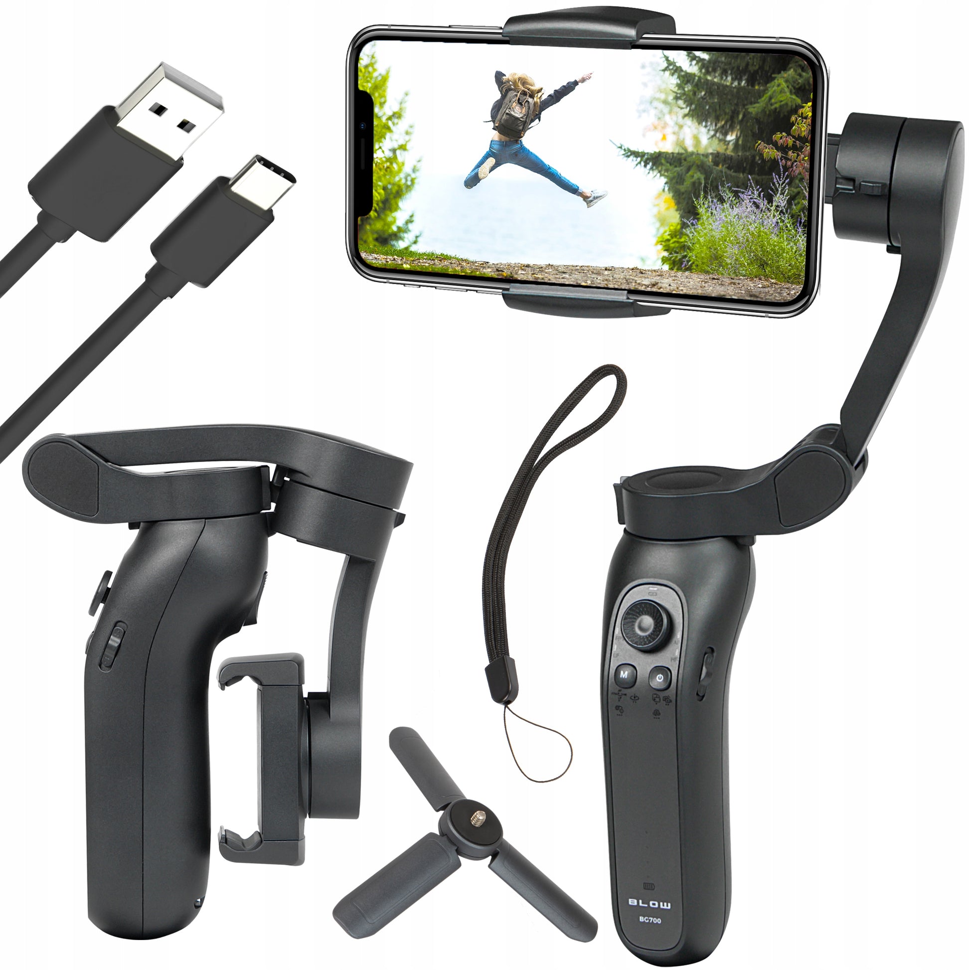 Rankinis gimbal telefonui stabilizatorius selfie sulankstomas iOS Android