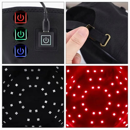 Infraraudonųjų spindulių kepurė plaukų augimui