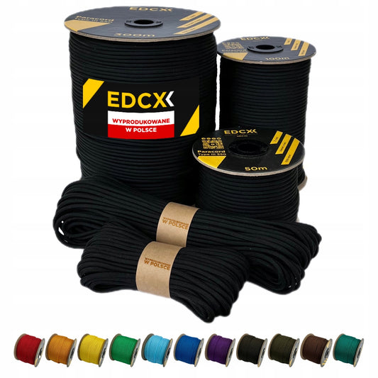 Paracord 550 tipo lynas, 4mm storio, 30 metrų ilgio, juodos spalvos