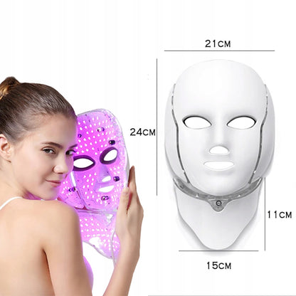 LED kaukė veidui ir kaklui QSKY – 7 spalvų šviesos terapija, liftingas ir odos atjauninimas