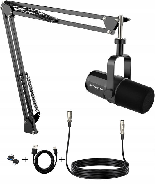 AstroByte PULSAR dinaminis kompiuterinis mikrofonas USB XLR su rankeniu