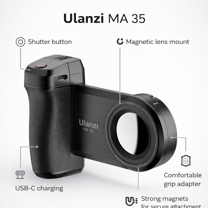 Ulanzi ma35 magnetinis laikiklis su „Bluetooth“ nuotolinio valdymo pultu, skirtas „ios“ ir „android“ išmaniesiems telefonams