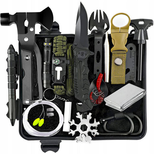 Daugiafunkcis išgyvenimo rinkinys multitool su dėklu