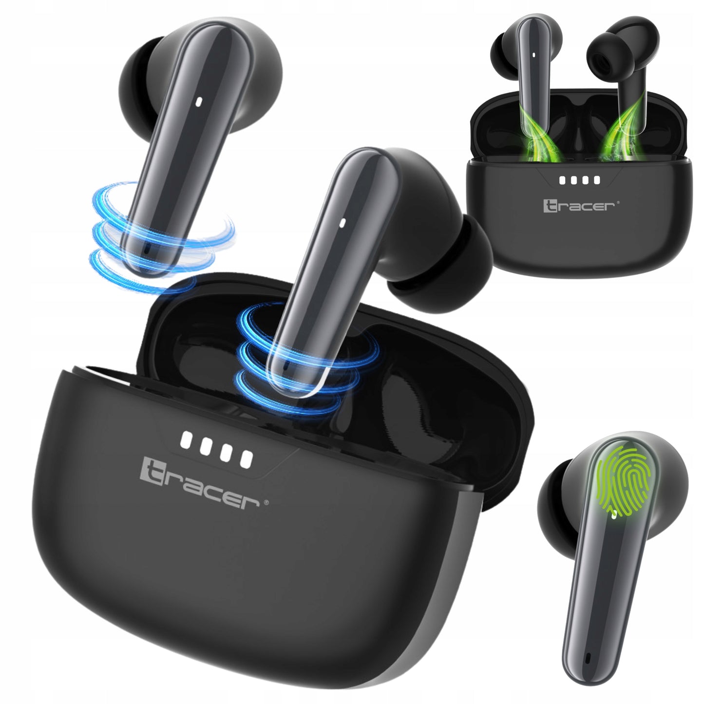 Belaidės in-ear ausinės Bluetooth su mikrofonu ANC USB-C