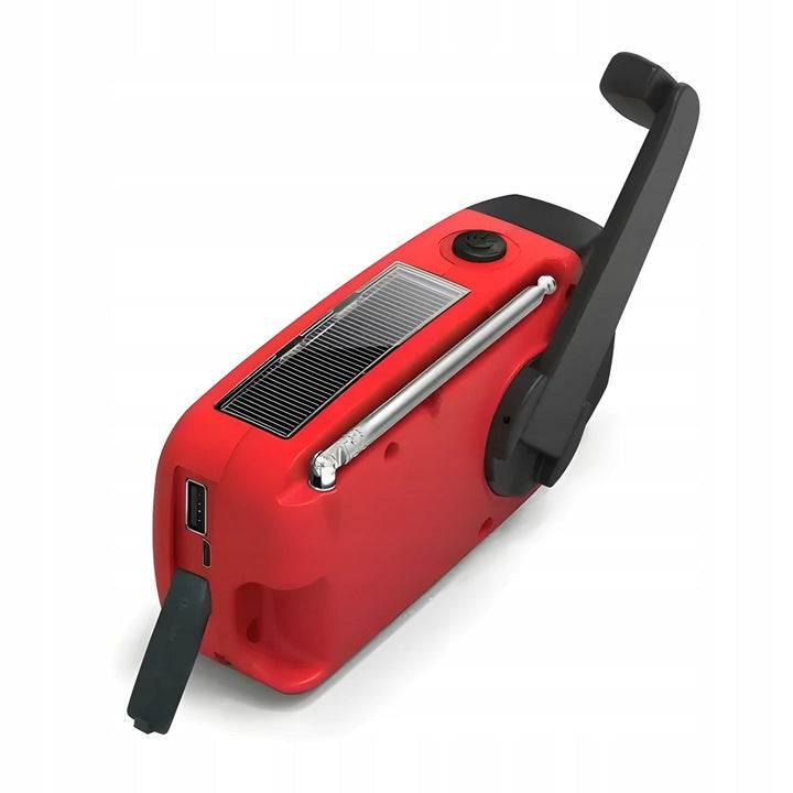 Radijo imtuvas su saulės baterija, avarinis generatorius ir powerbank