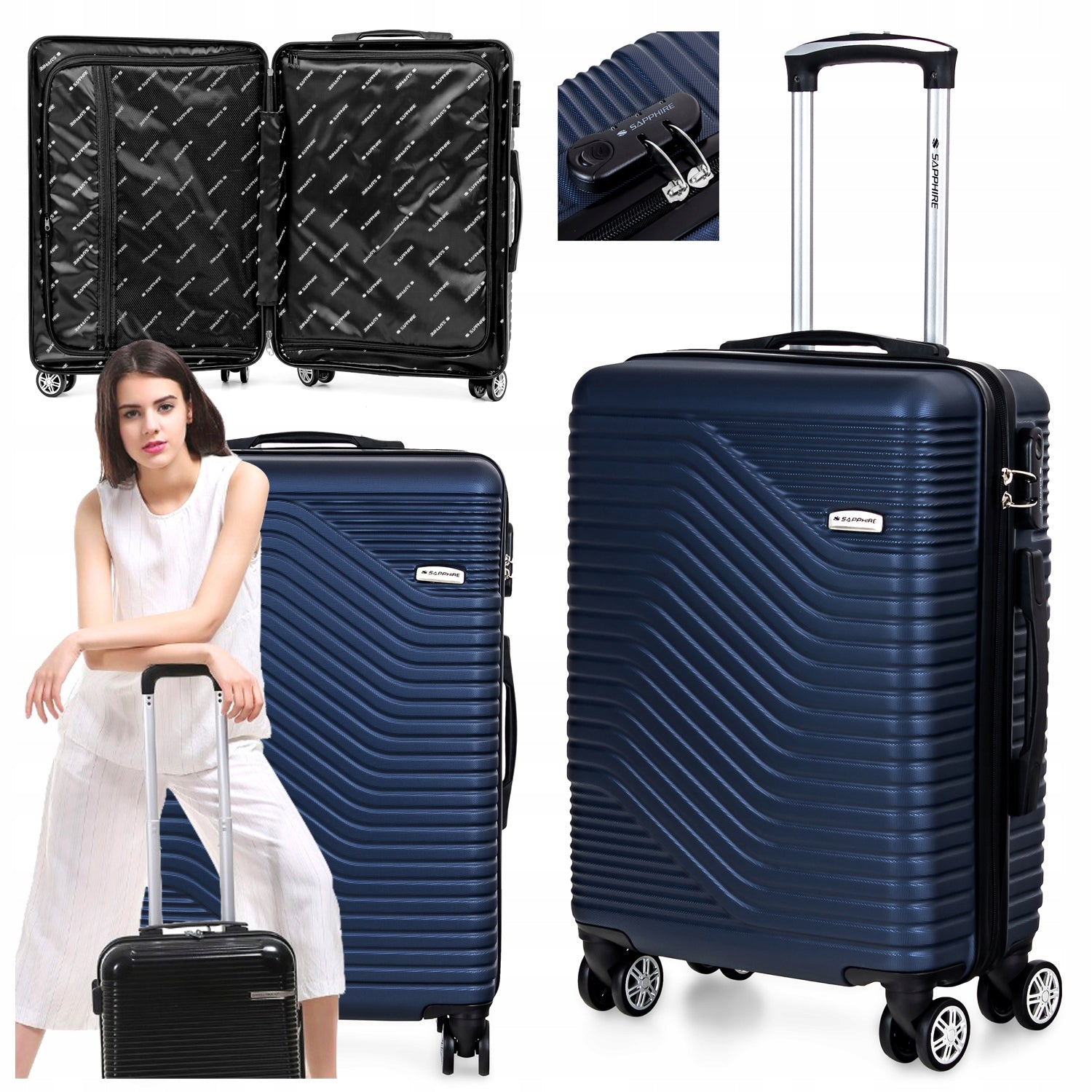 Lagaminas kabininis ABS Sapphire Duo rožinis lengvas