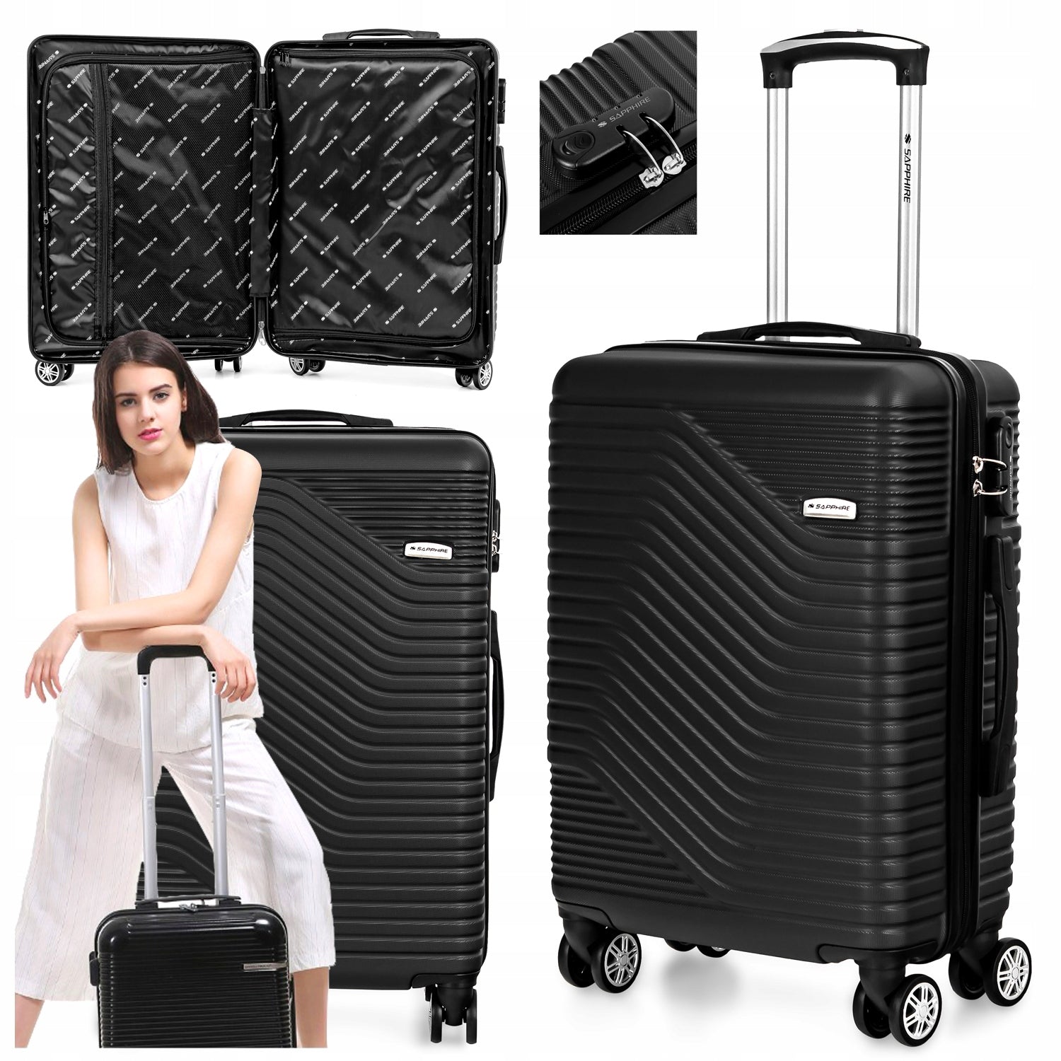 Lagaminas kabininis ABS Sapphire Duo L pilkas